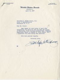 Correspondence between Senator Joseph C. O'Mahoney and Representative L. Mendel Rivers, April 1957