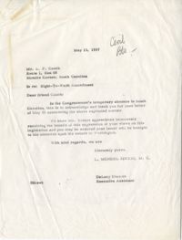 Letter from L. P. Couch to Representative L. Mendel Rivers, May 13, 1957