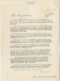 Letter from Mrs. Floyd D. Huddleston to all Congressmen and Senators, May 4, 1957