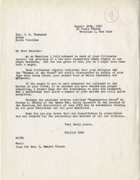 Letter from William Ross to Senator J. Strom Thurmond, August 30, 1957