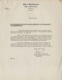 Democratic Committee: Correspondence between J. M. Smith (Treasurer of the South Carolina State Democratic Executive Committee) and Senator Burnet R. Maybank, May 1944