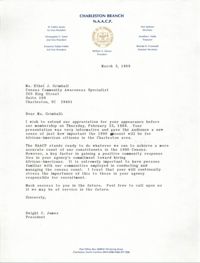 Letter from Dwight C. James to Ethel J. Grimball, March 3, 1989