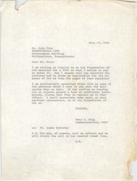 Letter from Mary E. King to John Frey, July 15, 1964