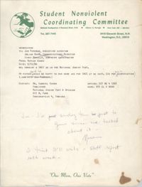 Memorandum from Miriam Cohen to Jim Foreman, March 15, 1964