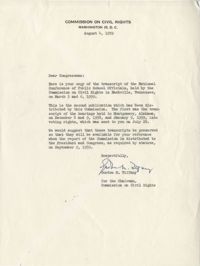 Letter from Gordon M. Tiffany (Commission on Civil Rights) to Representative L. Mendel Rivers, August 4, 1959