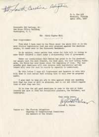 Letter from Alfred H. Nelson to Representative Syd Herlong, Jr., April 12, 1957