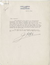 Democratic Committee: Correspondence between James H. Hammond and Senator Burnet R. Maybank, May 1944