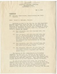 Democratic Committee: Memorandum from Robert E. Hannegan (Chairman of the Democratic National Committee), May 1, 1944
