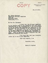 Democratic Committee: Letter from Senator Burnet R. Maybank to Robert E. Hannegan (Chairman of the Democratic National Committee)