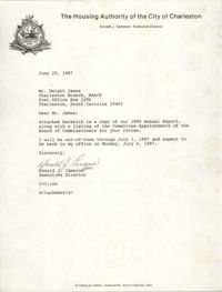 Letter from Donald J. Cameron to Dwight James, June 29, 1987