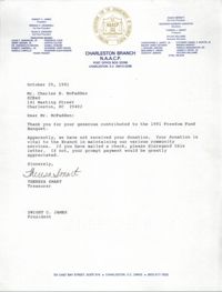 Letter from Theresa Smart and Dwight C. James to Charles B. McFadden, October 25, 1991