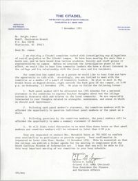 Letter from Calvin G. Lyons to Dwight James, November 7, 1991