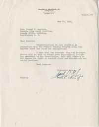 Segregation: Correspondence between Frank A. Graham Jr. and Senator Burnet R. Maybank, May 1954