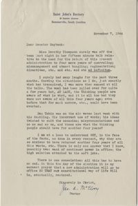 Democratic Committee: Correspondence between Reverand James A. McElroy and Senator Burnet R. Maybank, November 1944
