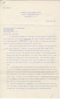 Letter from Members of the United States House of Representatives to President Dwight D. Eisenhower, July 12, 1957