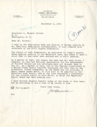 Letter from J. W. Hassell to Representative L. Mendel Rivers, September 9, 1959