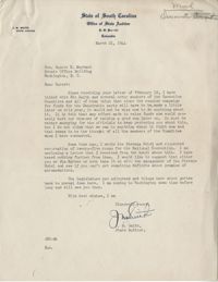 Democratic Committee: Letter from J. M. Smith (South Carolina State Auditor) to Burnet R. Maybank, March 21, 1944