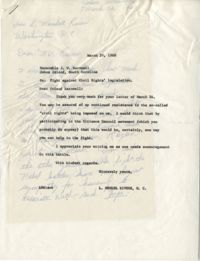 Correspondence between Representative J. W. Barnwell and Representative L. Mendel Rivers, March 26, 1960