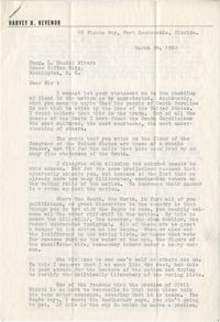 Letter from Harvey H. Hevenor to Representative L. Mendel Rivers, March 24, 1960