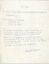 Letter from Joseph Thompson to Dwight James, June 7, 1989
