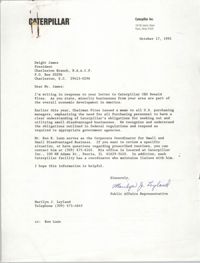 Letter from Marilyn J. Leyland to Dwight James, October 17, 1991