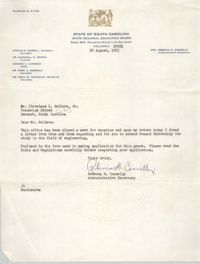 Letter from Rebecca M. Connelly to Cleveland Sellers, August 26, 1963