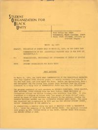 Student Organization for Black Unity Memorandum, March 23, 1970