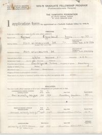 Cleveland Sellers 1978-79 Graduate Fellowship Program Application Form, The Danforth Foundation