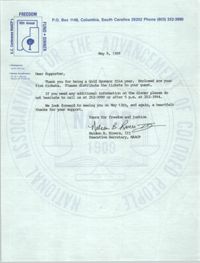 Letter from Nelson B. Rivers, III to Supporters, May 9, 1988