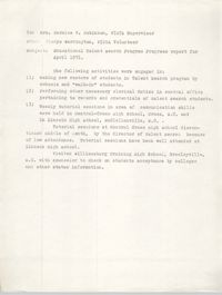 VISTA Progress Report, April 1971