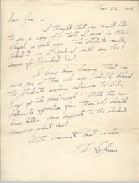 Letter from Ed Hoffman to J. Arthur Brown, March 22, 1958