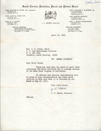 Letter from J. C. Moore to J. P. Strom, April 21, 1972