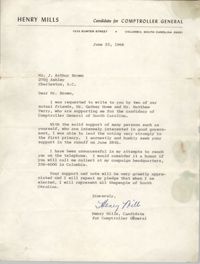 Letter from Henry Mills to J. Arthur Brown, June 23, 1966