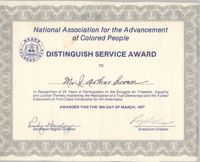 NAACP Distinguished Service Award for J. Arthur Brown