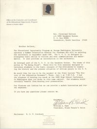 Letter from William A. Hunt to Cleveland Sellers