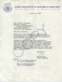 Letter from Herbert Hill to Alice N. Spearman, August 10, 1961