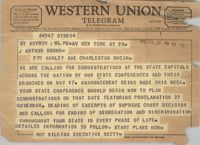 Telegram from Roy Wilkins to J. Arthur Brown, February 28, 1961