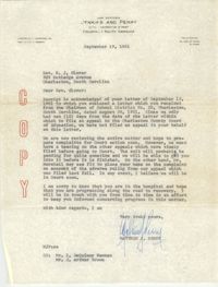 Letter from Matthew J. Perry to B. J. Glover, September 19, 1961