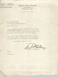 Letter from Ernest F. Hollings to J. Arthur Brown, December 15, 1969