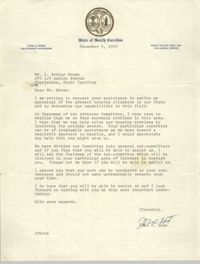 Letter from John C. West to J. Arthur Brown, December 9, 1969