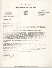 Letter from R. H. Baer, Jr. to Licensee Mae Dee, February 1970