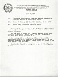 South Carolina Conference of Branches of the NAACP Memorandum, June 28, 1991