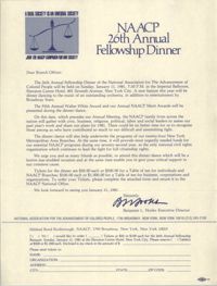 Invitation to the NAACP 26th Annual Fellowship Dinner, January 11, 1981
