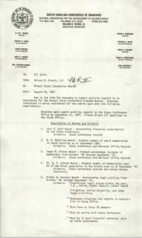 South Carolina Conference of Branches of the NAACP Memorandum, August 28, 1987