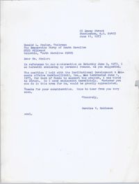Letter from Bernice Robinson to Donald Fowler, June 11, 1973