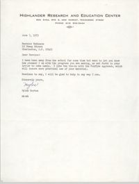 Letter from Myles Horton to Bernice Robinson, June 7, 1973