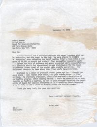 Letter from Brian Beun to Robert Newman, September 25, 1972