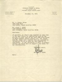 Letter from Matthew J. Perry to J. Arthur Brown and Lloyd T. Adams, December 13, 1973
