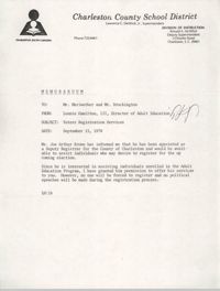 Charleston County School District Memorandum, September 15, 1978