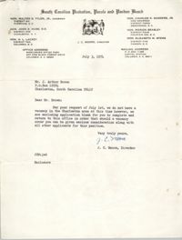 Letter from J. C. Moore to J. Arthur Brown, July 3, 1974